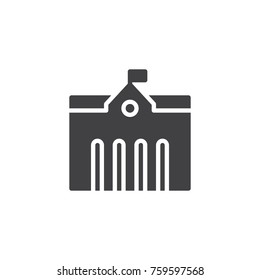 Town City Hall Icon Vector, Filled Flat Sign, Solid Pictogram Isolated On White. Symbol, Logo Illustration