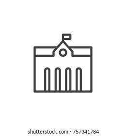 Town City Hall Line Icon, Outline Vector Sign, Linear Style Pictogram Isolated On White. Symbol, Logo Illustration. Editable Stroke