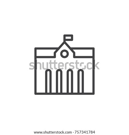 Town city hall line icon, outline vector sign, linear style pictogram isolated on white. Symbol, logo illustration. Editable stroke