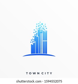 Town City Illustration Vector Template. Suitable for Creative Industry, Multimedia, entertainment, Educations, Shop, and any related business