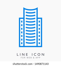 Town or city vector building line icon. Real estate pictogram concept.