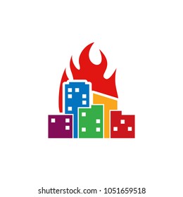 Town Fire Logo Icon Design