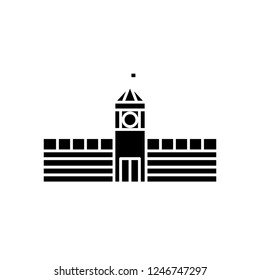 Town hall black icon, vector sign on isolated background. Town hall concept symbol, illustration 