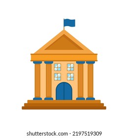 Town hall building icon with flat style on isolated background