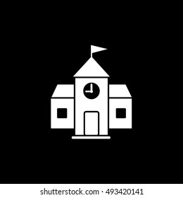 Town Hall Flat Icon On Black Background
