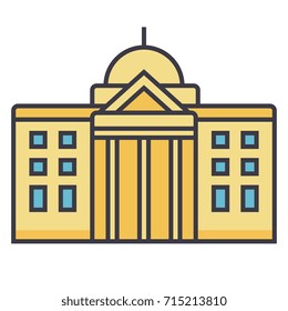 Town hall flat line illustration, concept vector isolated icon 