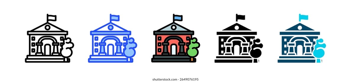 Town Hall Icon Collection With Multiple Styles
