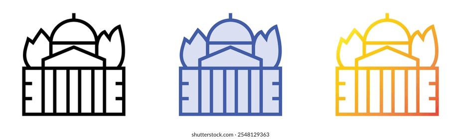 town hall icon. Linear, Blue Fill and Gradient Style Design Isolated On White Background