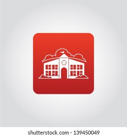 Town Hall Icon, Old City Office Building, Vector Illustration