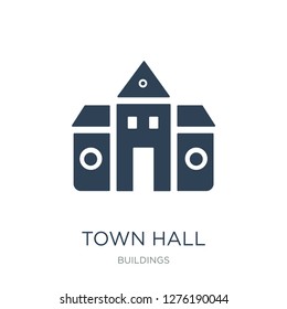 town hall icon vector on white background, town hall trendy filled icons from Buildings collection, town hall vector illustration