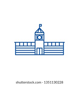 Town hall line icon concept. Town hall flat  vector symbol, sign, outline illustration.