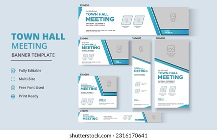 Town Hall Meeting Banner Templates, City Hall Banner and Poster