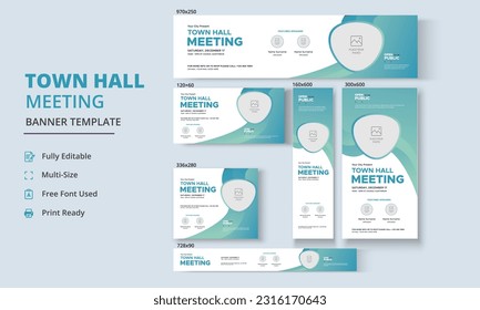 Town Hall Meeting Banner Templates, City Hall Banner and Poster