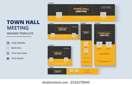 Town Hall Meeting Banner Templates, City Hall Banner and Poster