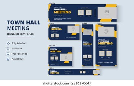 Town Hall Meeting Banner Templates, City Hall Banner and Poster