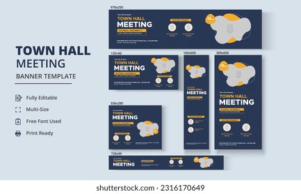 Town Hall Meeting Banner Templates, City Hall Banner and Poster