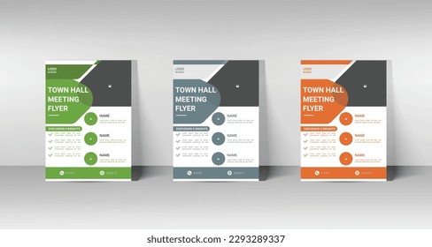 Town Hall Meeting Flyer Design Template. 3 Design In One Template

