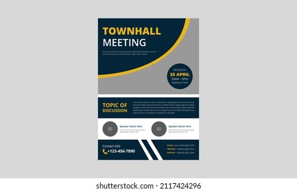 Town hall meeting flyer template design. Town hall meeting flyer samples. Conference poster leaflet design, A4 size, cover, poster, print ready