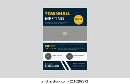 Town hall meeting flyer template design. Town hall meeting flyer samples. Conference poster leaflet design, A4 size, cover, poster, print ready