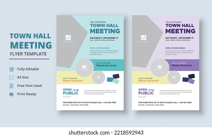 Town Hall Meeting Flyer Template, Community Meeting Flyer Template, City Hall Flyer And Poster