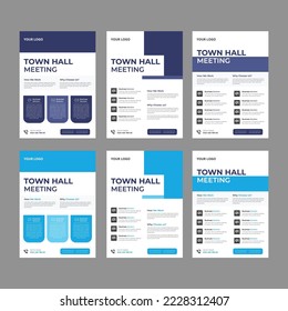 Town Hall Meeting Flyer Templates, City Hall Flyer and Poster, Business Meeting Flyer, Webinar Poster Template.Town Hall Meeting Flyer Templates.