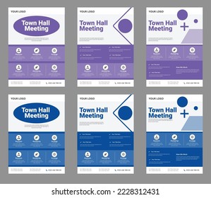 Town Hall Meeting Flyer Templates, City Hall Flyer and Poster, Business Meeting Flyer, Webinar Poster Template.Town Hall Meeting Flyer Templates.