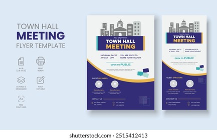 Town Hall Meeting Flyer Templates,Town Hall DL Flyer, City Hall Flyer and Poster, Roll up banner