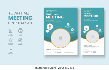 Town Hall Meeting Flyer Templates,Town Hall DL Flyer, City Hall Flyer and Poster, Roll up banner