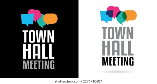 Town hall meeting on speech bubble