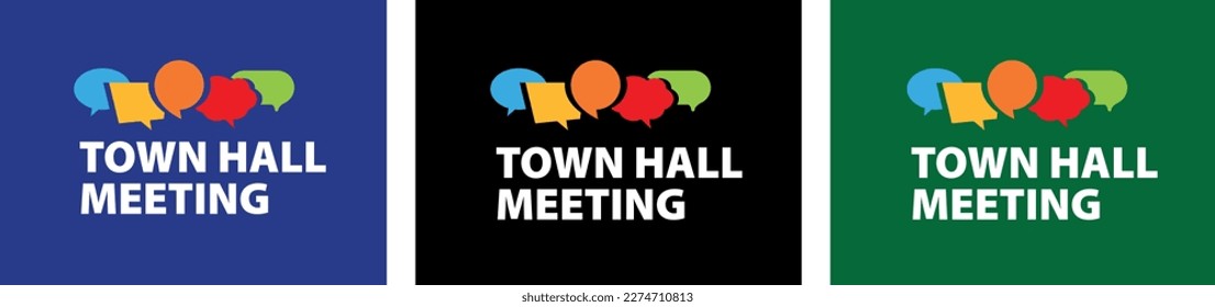 Town hall meeting on speech bubble