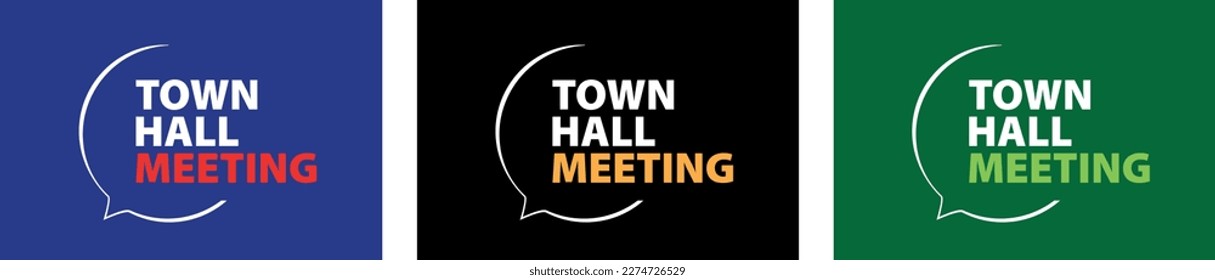 Town hall meeting on speech bubble