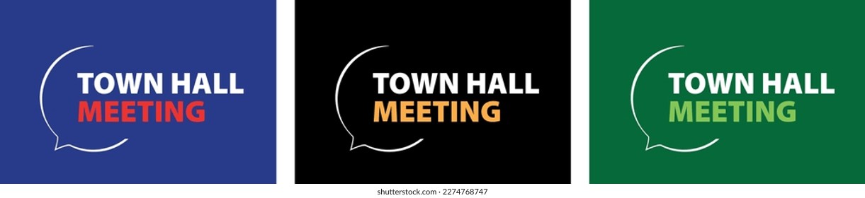 Town hall meeting on speech bubble