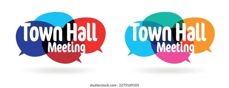 Town hall meeting on speech bubble