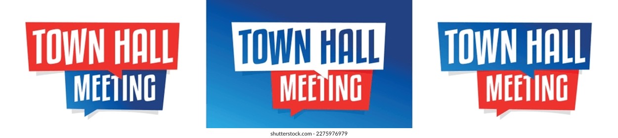 Town hall meeting on speech bubble