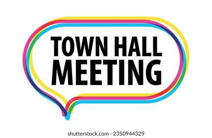 Town hall meeting on speech bubble