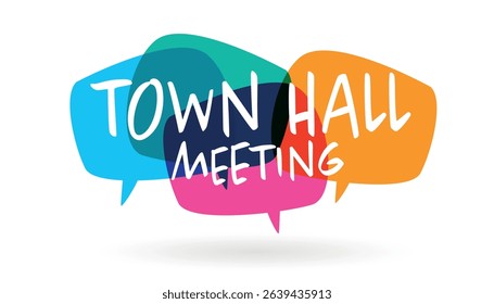 Town hall meeting on speech bubble
