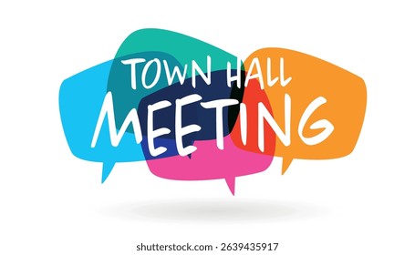 Town hall meeting on speech bubble