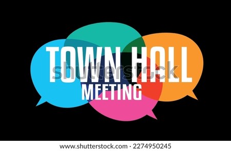 Town hall meeting on speech bubble