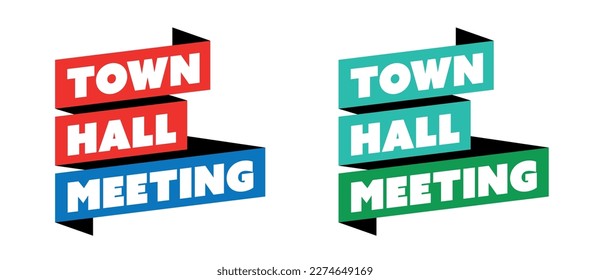 Town hall meeting ribbon on white background