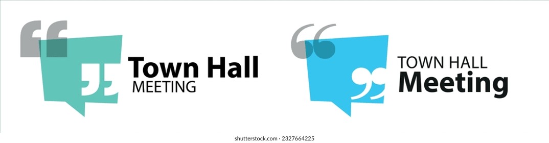 Town hall meeting with speech bubble