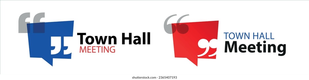 Town hall meeting with speech bubble