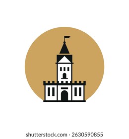 Town hall sign template design. Emblem, symbol or badge. Illustration in flat style.