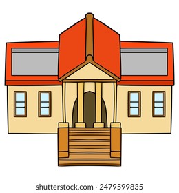 town hall top-down view building illustration hand drawn isolated vector