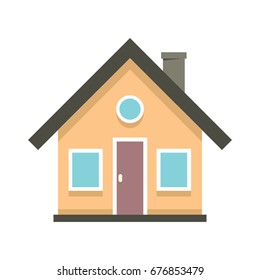 Town house cottage residential modern real estate with black roof building colorful icon flat isolated vector illustration
