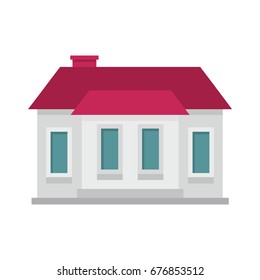 Town house cottage residential modern real estate with red roof building colorful icon flat isolated vector illustration