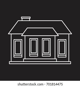 Town house outline icon vector illustration for design and web isolated on black background. Town house vector object for label, logo and advertising