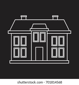 Town house outline icon vector illustration for design and web isolated on black background. Town house vector object for label, logo and advertising