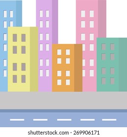 Town houses, pastel colors