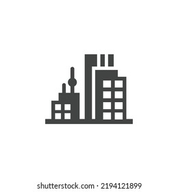 Town Icon Black and White Vector Graphic
