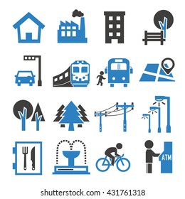 town icon set